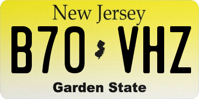 NJ license plate B70VHZ
