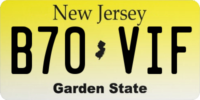 NJ license plate B70VIF