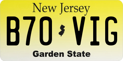 NJ license plate B70VIG
