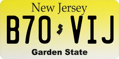 NJ license plate B70VIJ