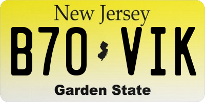 NJ license plate B70VIK
