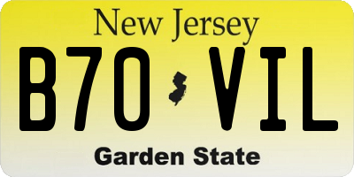 NJ license plate B70VIL