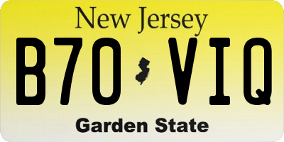 NJ license plate B70VIQ