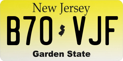 NJ license plate B70VJF