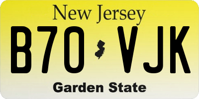 NJ license plate B70VJK