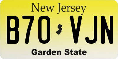 NJ license plate B70VJN