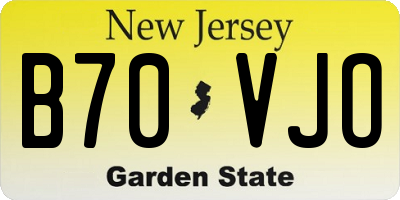 NJ license plate B70VJO