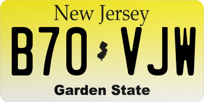 NJ license plate B70VJW