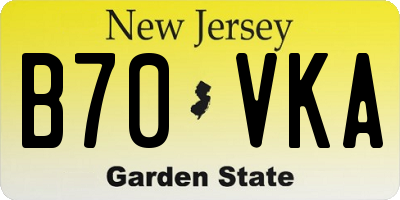 NJ license plate B70VKA