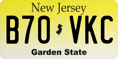 NJ license plate B70VKC