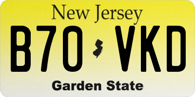 NJ license plate B70VKD