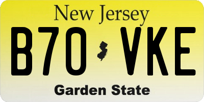 NJ license plate B70VKE