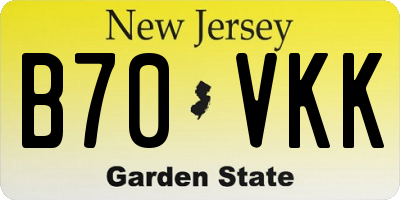 NJ license plate B70VKK
