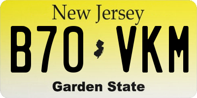 NJ license plate B70VKM