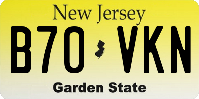 NJ license plate B70VKN