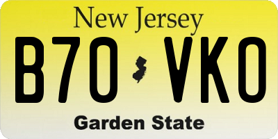 NJ license plate B70VKO