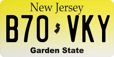 NJ license plate B70VKY