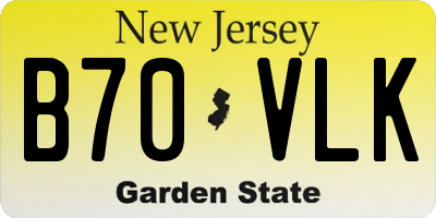 NJ license plate B70VLK
