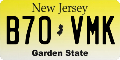 NJ license plate B70VMK