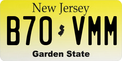 NJ license plate B70VMM