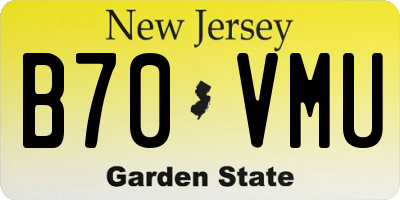 NJ license plate B70VMU