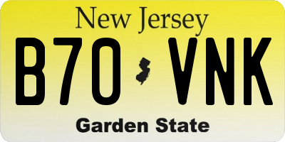 NJ license plate B70VNK