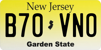 NJ license plate B70VNO