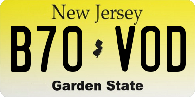 NJ license plate B70VOD
