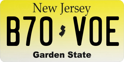 NJ license plate B70VOE