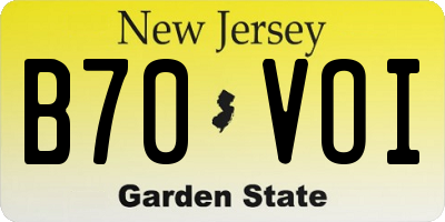 NJ license plate B70VOI