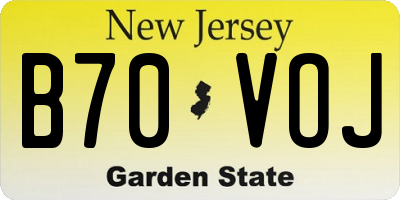 NJ license plate B70VOJ
