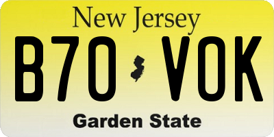 NJ license plate B70VOK