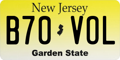NJ license plate B70VOL