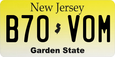 NJ license plate B70VOM