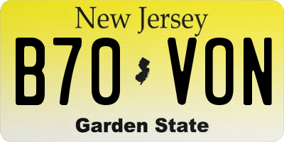 NJ license plate B70VON
