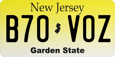 NJ license plate B70VOZ