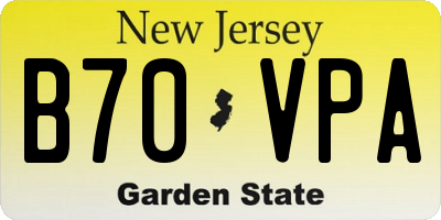 NJ license plate B70VPA