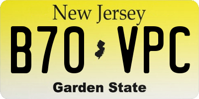 NJ license plate B70VPC