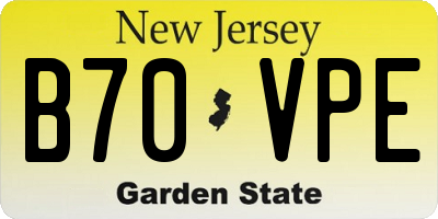 NJ license plate B70VPE
