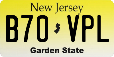 NJ license plate B70VPL