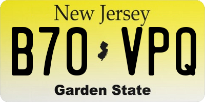 NJ license plate B70VPQ