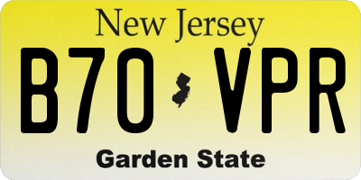 NJ license plate B70VPR