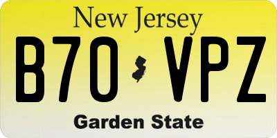 NJ license plate B70VPZ