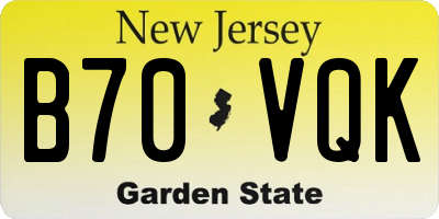 NJ license plate B70VQK