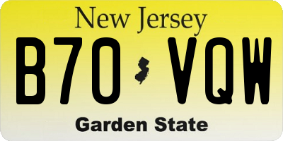 NJ license plate B70VQW