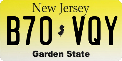 NJ license plate B70VQY