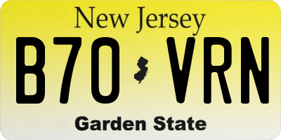 NJ license plate B70VRN