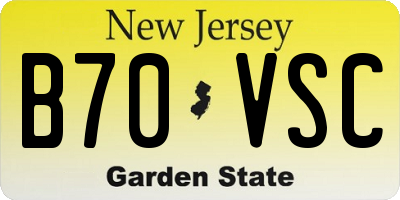 NJ license plate B70VSC