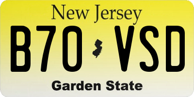 NJ license plate B70VSD
