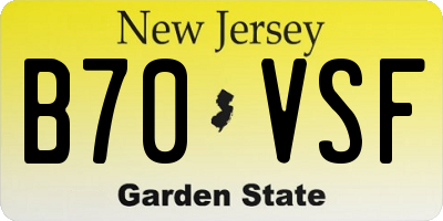 NJ license plate B70VSF